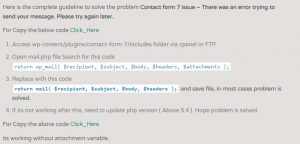 contact form 7 error code fix in mail.php file