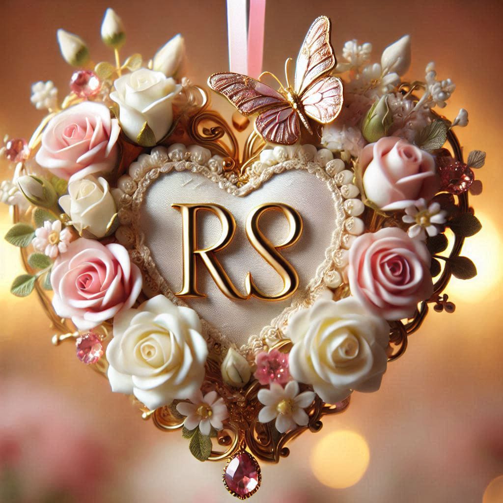 3d anme in heart shape with rose flower