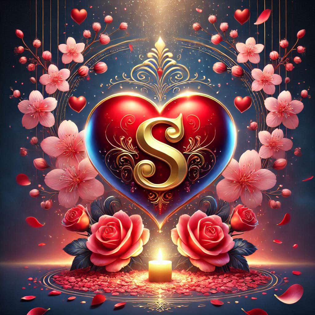 3d letter s in heartshape