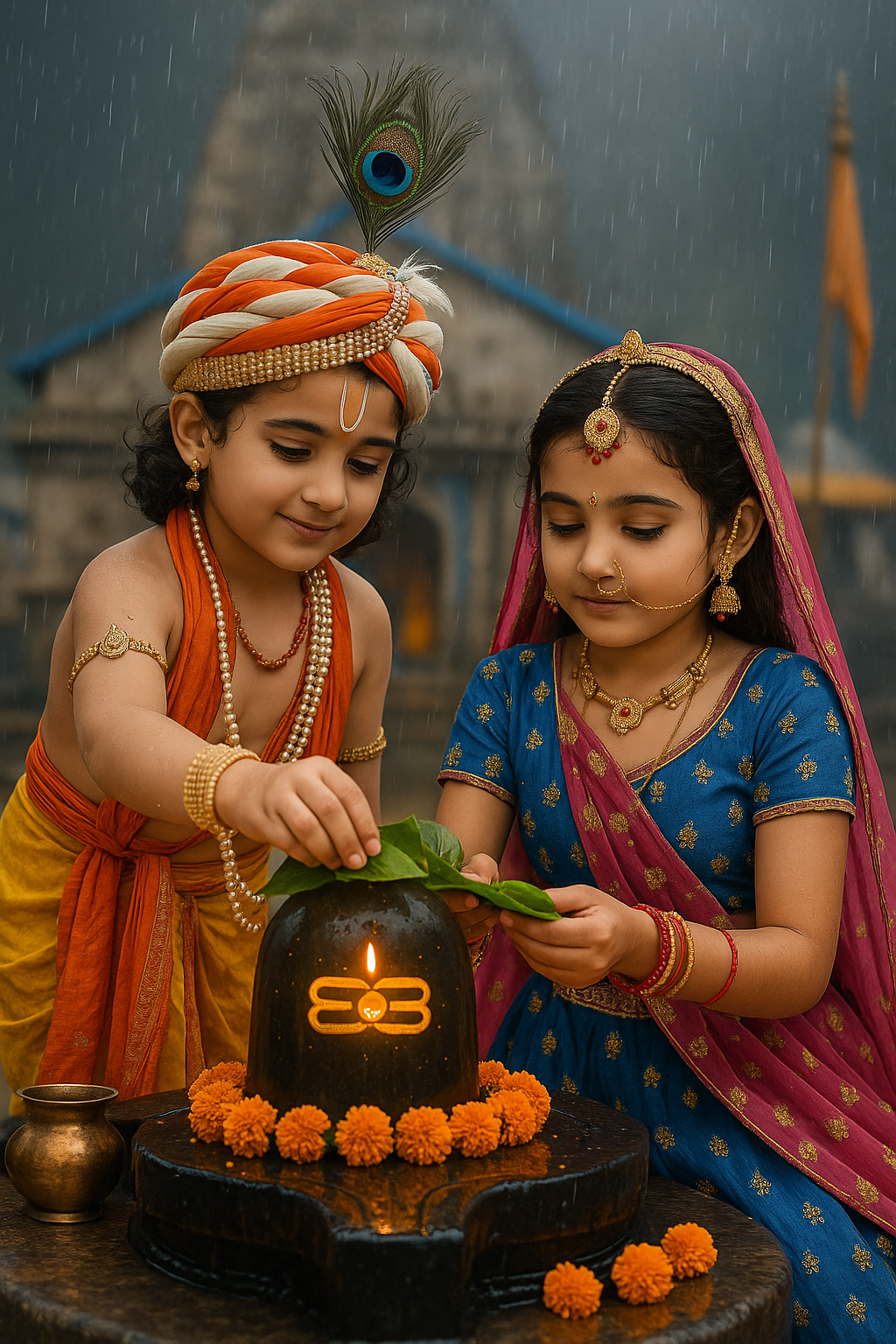 celebrating sawan frist monday ai photo