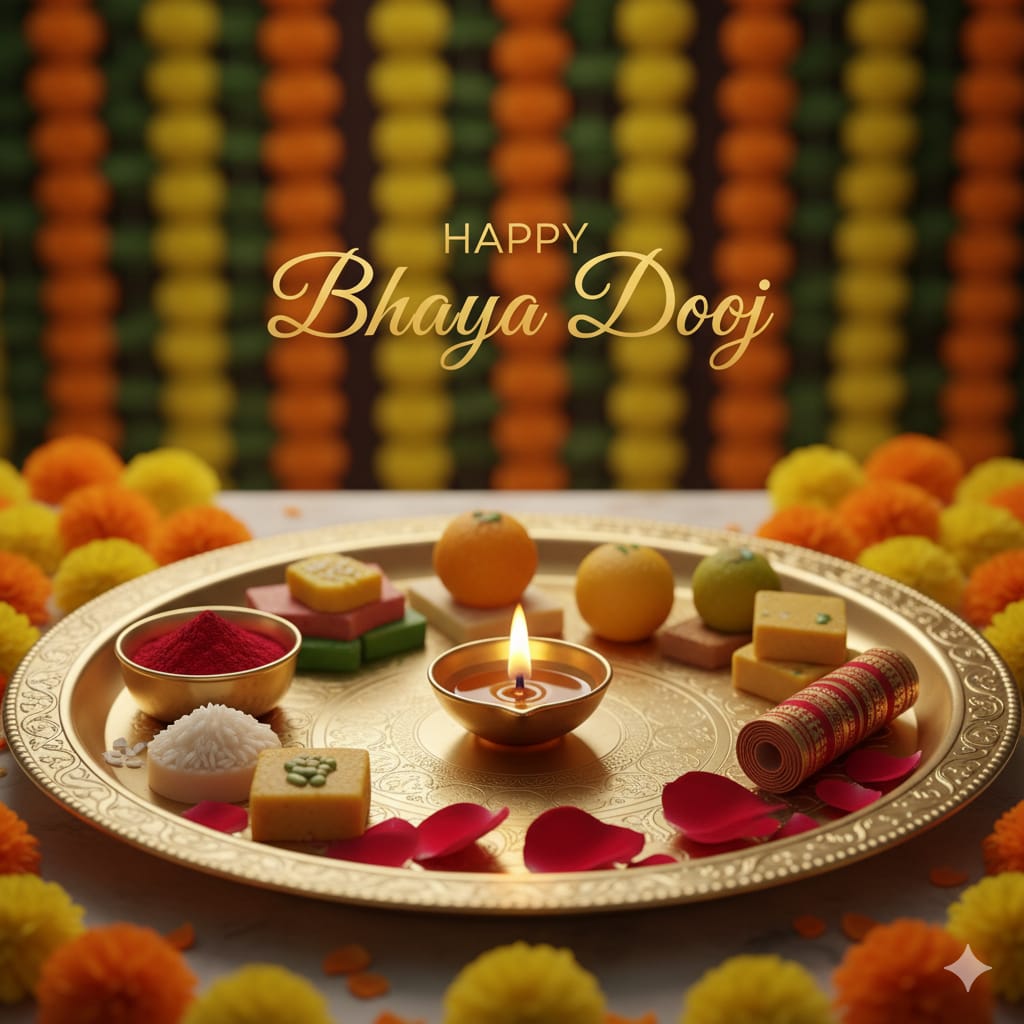 decorated thali ai photo for bhai dooj