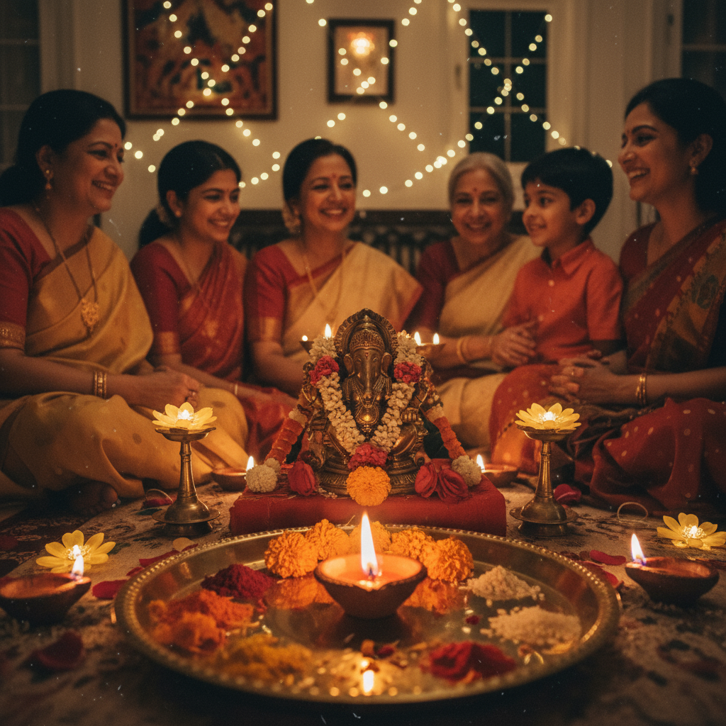 family pooja diwali ai photo prompt