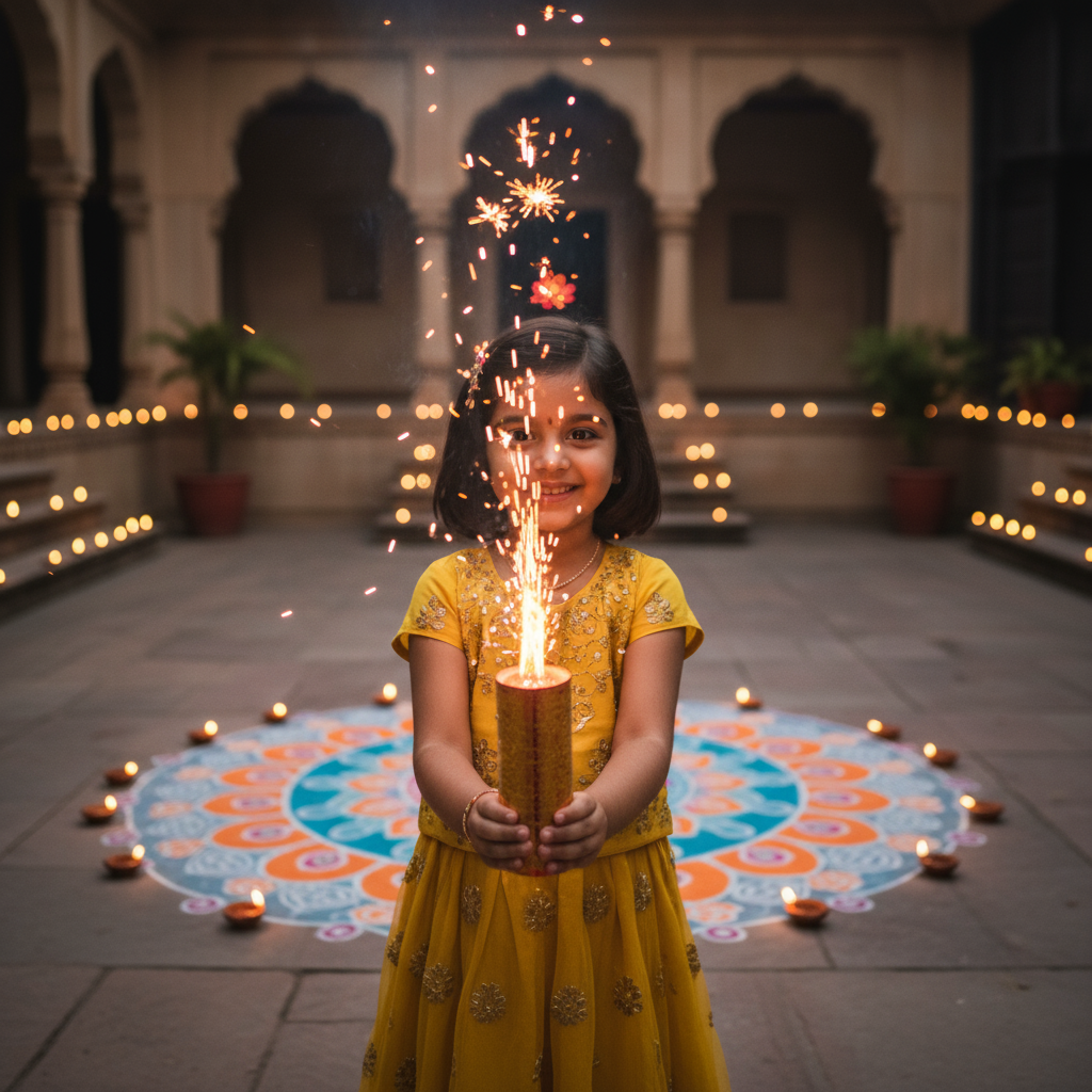 a girl is holding a Anar and standing in Agan.