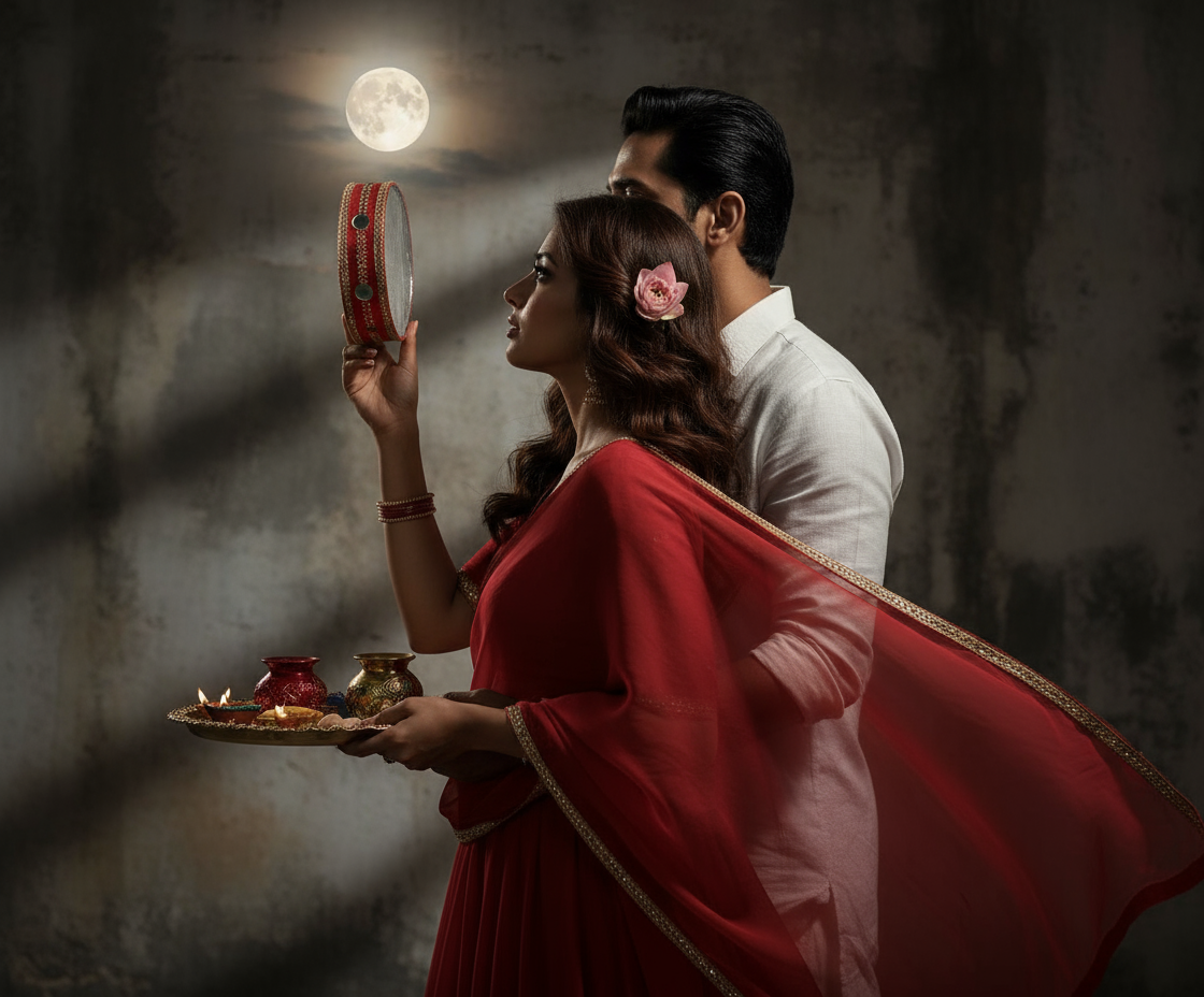 couple are seeing moon in night