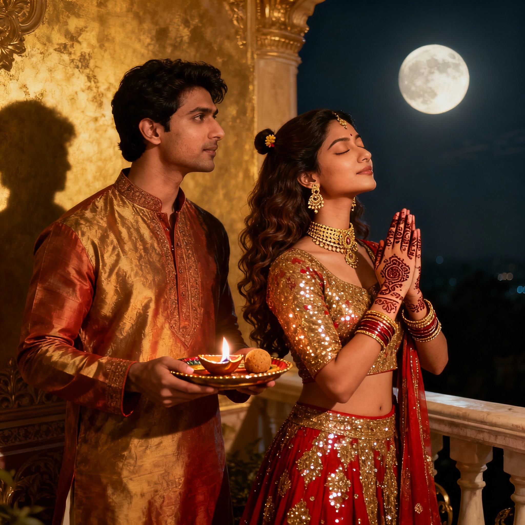 a couple are worship for karwa chauth