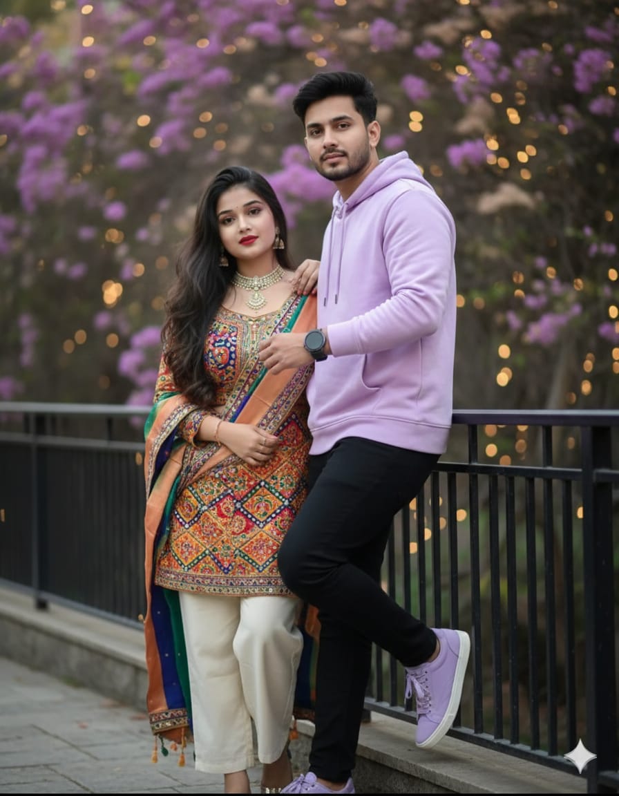 out side couple pose for valentine