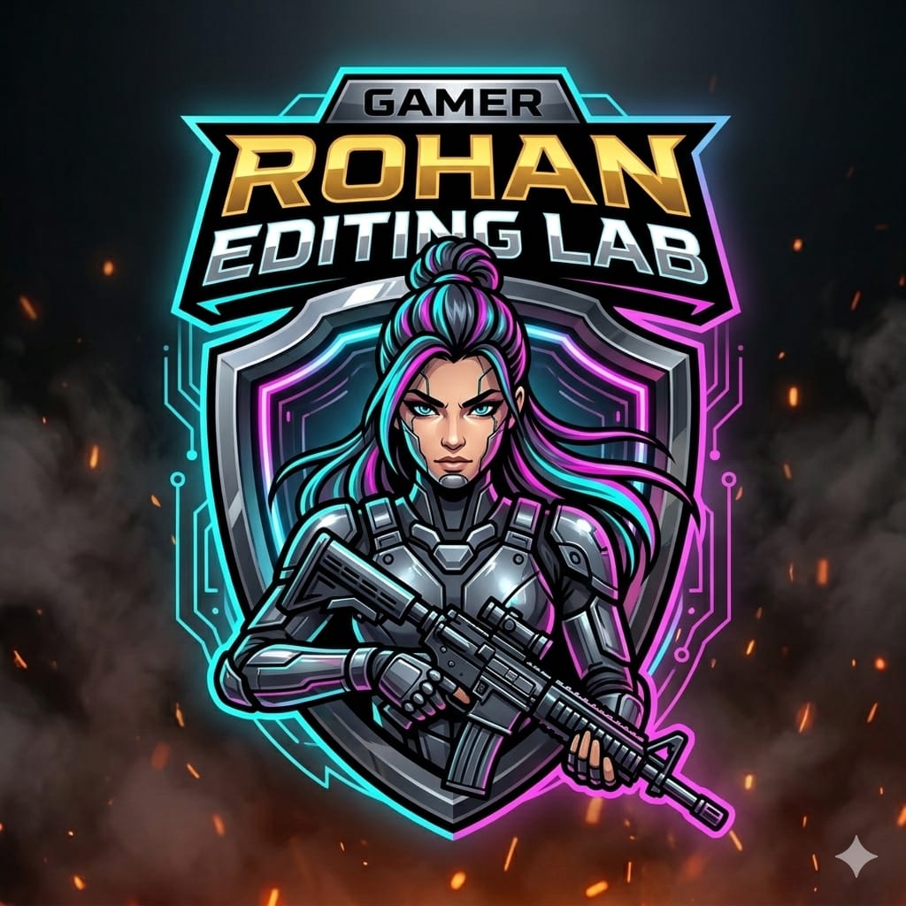 Cyber Female Fighter gaming logo photo editing prompts